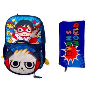 Ryan’s World Bookbag & Matching Lunch Box + pencil case Set - ryan's toy review